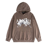 Amiri washed hoodie colorless flower distressed printing