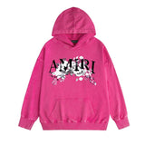 Amiri washed hoodie colorless flower distressed printing