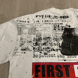 First Row T Shirts BREAKING NEWS BURNING FLAMES CROPPED TEE Fashion Hot Diamond Trend Brand