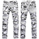Mens Fashion Jeans Street newspaper style 5011#