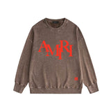 Amiri washed sweatshirt with overlapping letters and foam printing washed and distressed