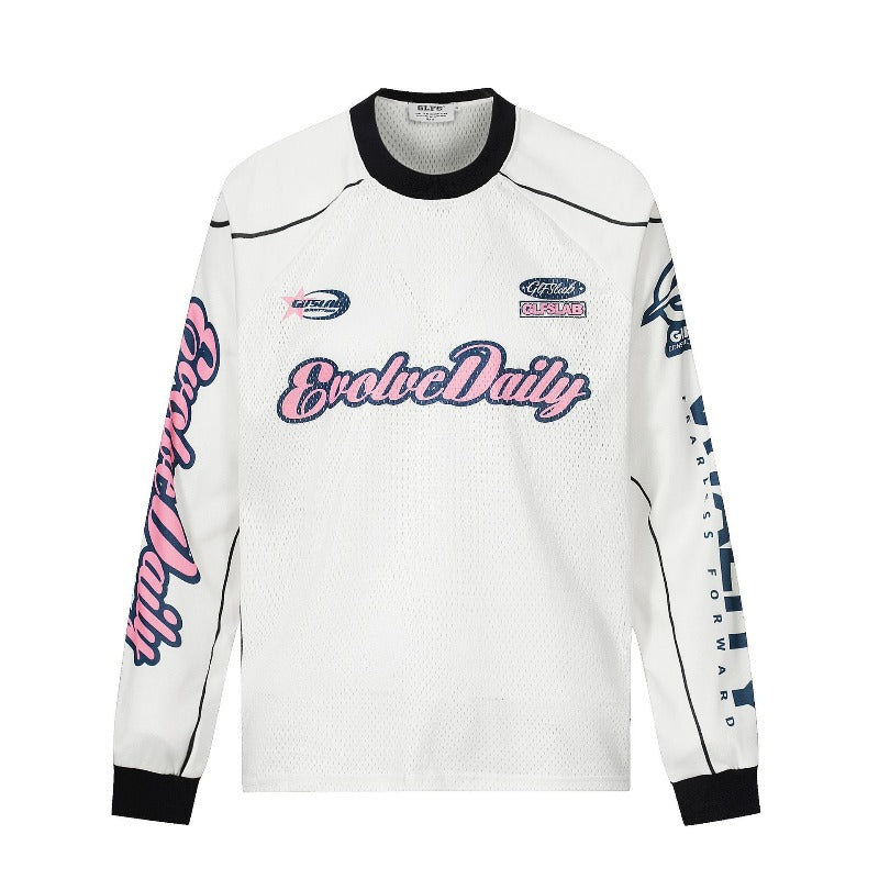 Men's long sleeve shirt - gt retro west coast patchwork athletic jersey style - hip hop design - men's relaxed fit
