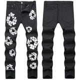 Mens Fashion Jeans White cotton flower 1322#