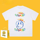 Drew T Shirts Short Sleeve T-shirt Smiley Face Letter Print