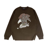 Amiri long sleeve shirts brown eagle printing