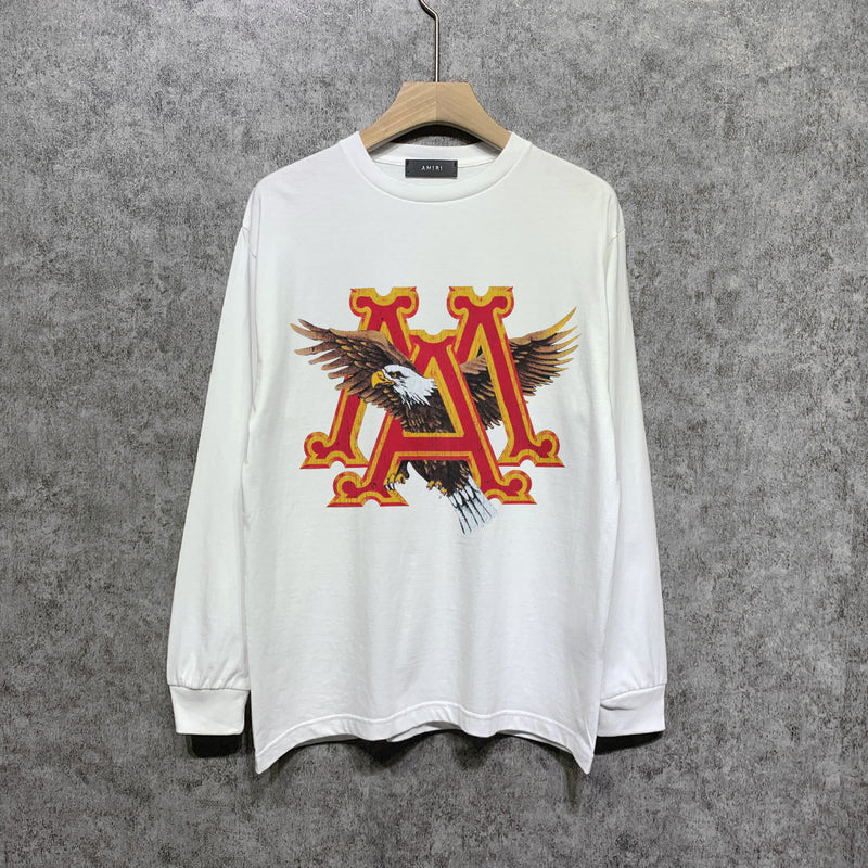 Amiri long sleeve shirts oil painting flying eagle printing