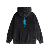 Amiri washed hoodie vertical small overlapping letter washed distressed printing