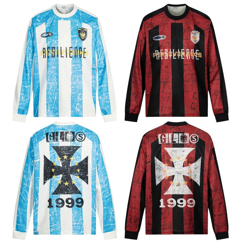 Men's long sleeve shirt - gt retro west coast sports jersey style - hip hop striped design