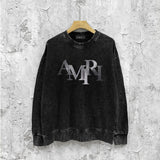 Amiri washed sweatshirt gray gradual change letter print washed old