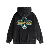 Amiri washed hoodie gray wolf cross printing distressed printing