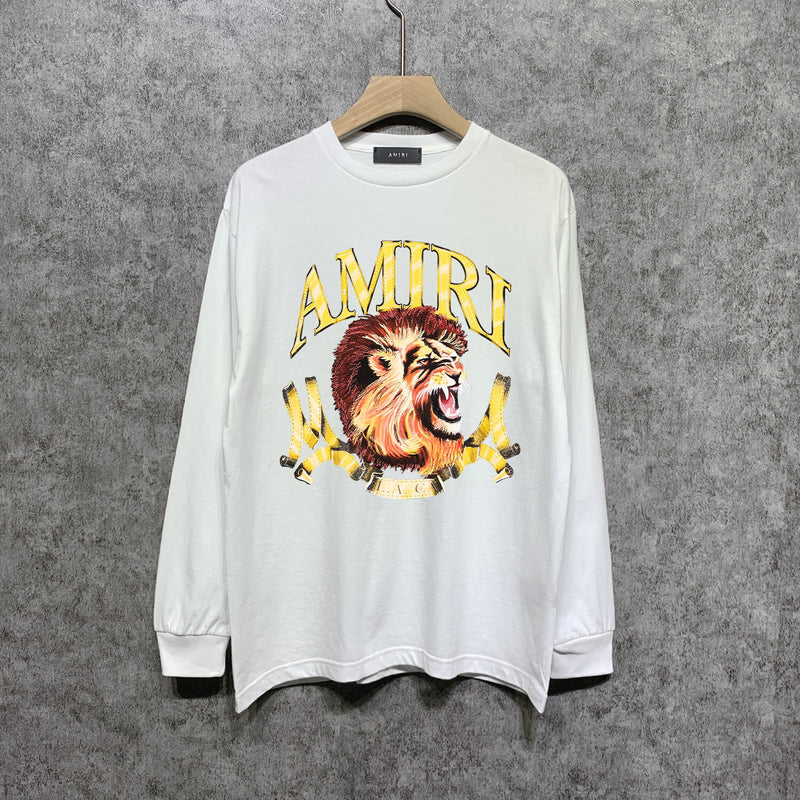 Amiri long sleeve shirts gold lion print