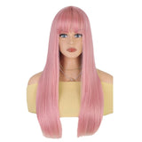 Women's Wigs Straight Bangs Long Straight Heat-Resistant Wig