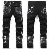 Mens Fashion Jeans White graffiti S8286#