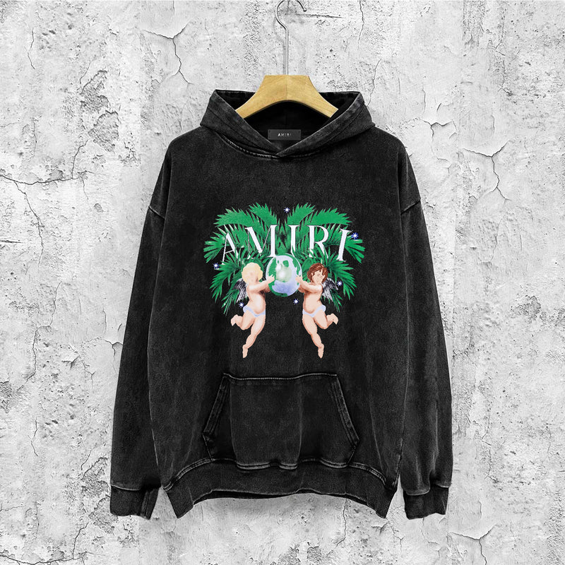 Amiri washed hoodie angel twins washed distressed printing