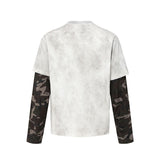 Men long sleeved shirt retrofake two-pieceletter design men's loose