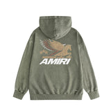 Amiri washed hoodie mottled pegasus distressed printing