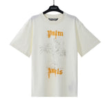 Palm Angels T Shirts Vintage Statue Stream Lacquer Foam Letter Short Sleeve T-Shirt