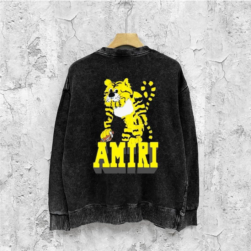 Amiri washed sweatshirt little tiger printing washed and distressed