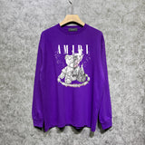 Amiri long sleeve shirts distressed teddy bear printing