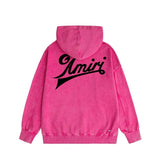 Amiri washed hoodie with slanted text distressed printing