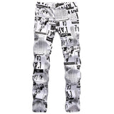 Mens Fashion Jeans Street newspaper style 5011#