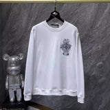 Chh Chrome Hearts Sweatshirts cross three-dimensional Sanskrit embroidery casual loose men's and women's crew neck sweater