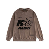 Amiri washed sweatshirt five-pointed star mottled letterprinting washed and distressed