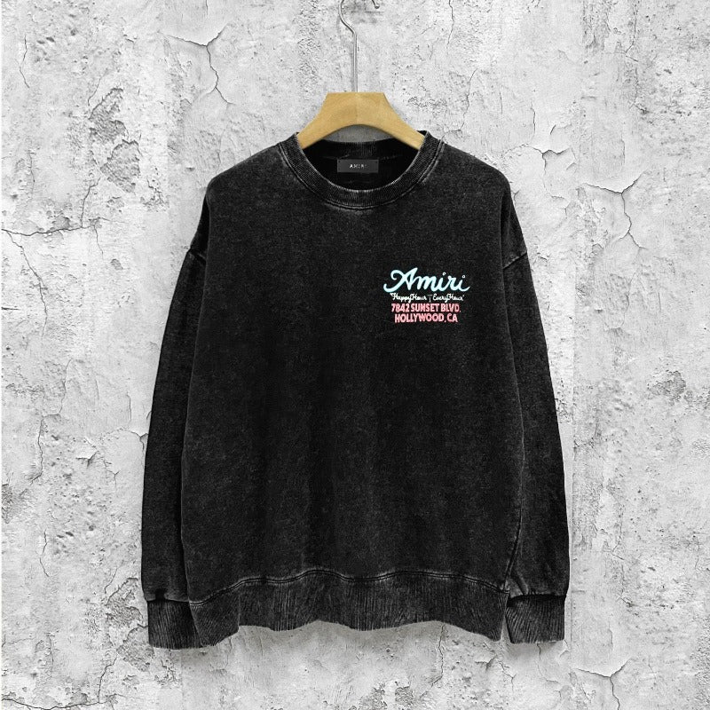 Amiri washed sweatshirt wine glass letterprinting washed and distressed