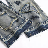 Mens Fashion Jeans Patchwork wide-leg pants 5713#
