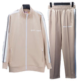 Palm Angels sweatshirt & sweatpants Two-piece set Black and white stripes Striped zip-up cardigan