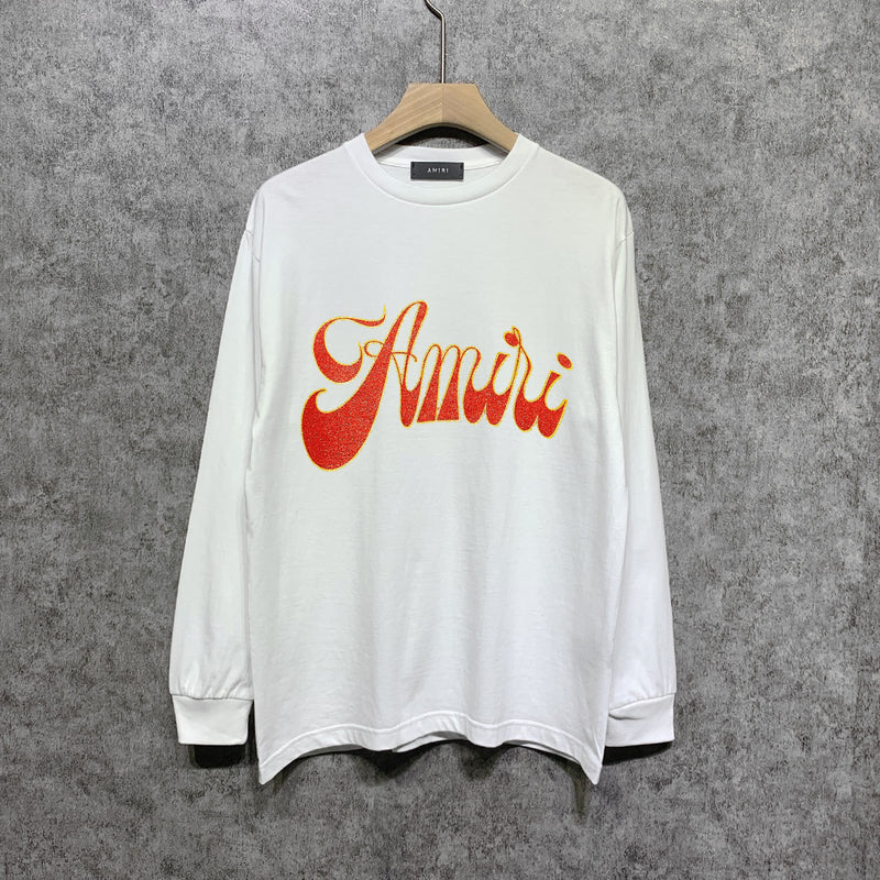 Amiri long sleeve shirts flame gold letterprinting