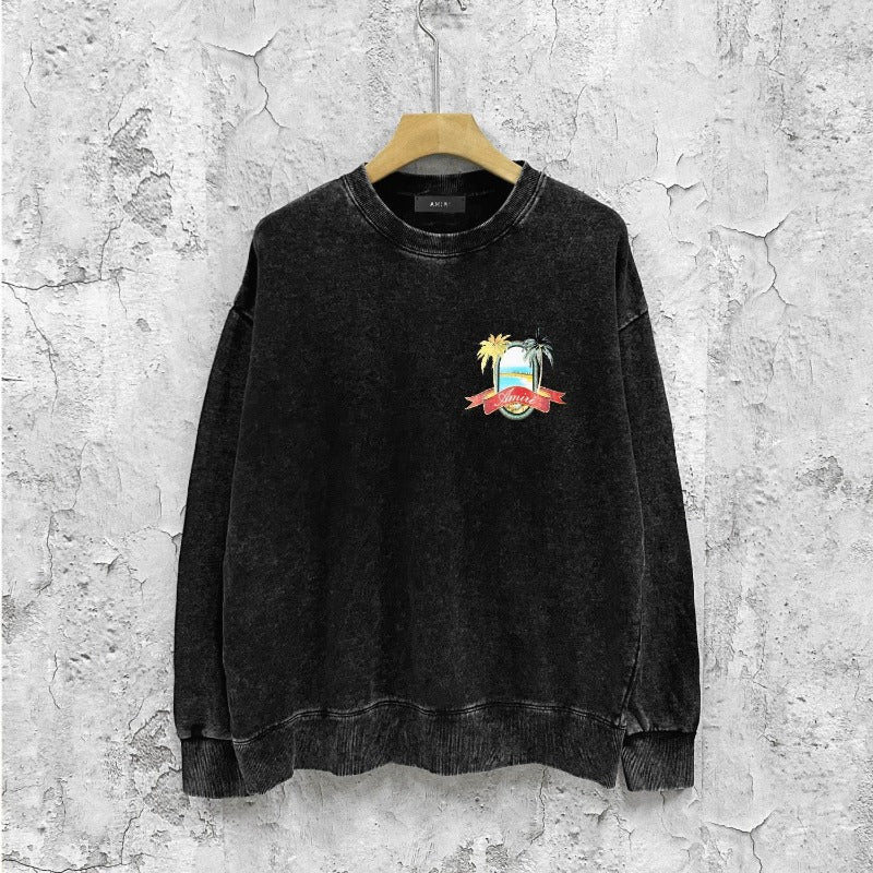 Amiri washed sweatshirt mirror printing washed and distressed