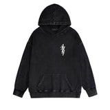 Amiri washed hoodie vertical small overlapping letter washed distressed printing