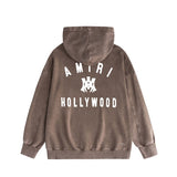 Amiri washed hoodie hollywood spider washed distressed printing