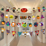 Halloween flag hanging ornaments Halloween Pumpkin Paper Banner – Triangle Flag Party Decoration