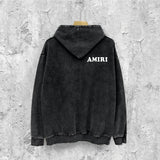 Amiri washed hoodie fat letter printing distressed printing