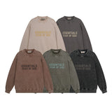 C.e sweatshirt early autumn fog seam-lined letter washed distressed crewneck pullover sweatshirt