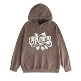 Amiri washed hoodie morning glory printing distressed printing