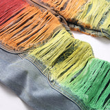 Mens Fashion Jeans Colorful Destructive Ribbons 5715#