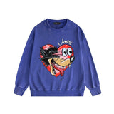 Amiri washed sweatshirt heart wolf head printing washed and distressed