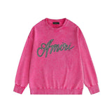 Amiri washed sweatshirt black and white printing washed and distressed