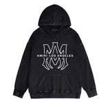 Amiri washed hoodie line simple logo washed distressed printing