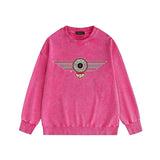 Amiri washed sweatshirt flying eagle wings chapter printing washed and distressed