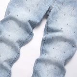 Mens Fashion Jeans rhinestones Wide-leg pants 5722#