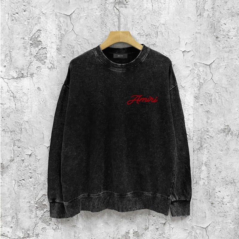 Amiri washed sweatshirt mottled pegasus printing washed and distressed