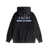 Amiri washed hoodie crayon horizontal stripes washed distressed printing