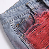 Mens Fashion Jeans Colorful Destructive Ribbons 5715#