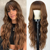 Women's Wigs Straight Bangs Long Wavy Gradient Wig