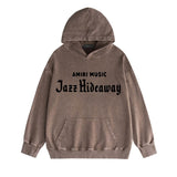 Amiri washed hoodie music letter distressed printing