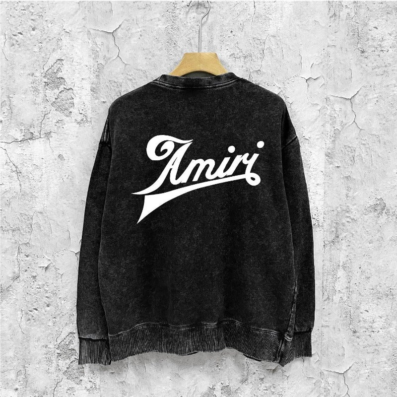 Amiri washed sweatshirt oblique letterprinting washed and distressed